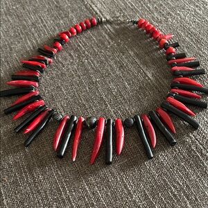 Elegant Red and Black Coral Necklace